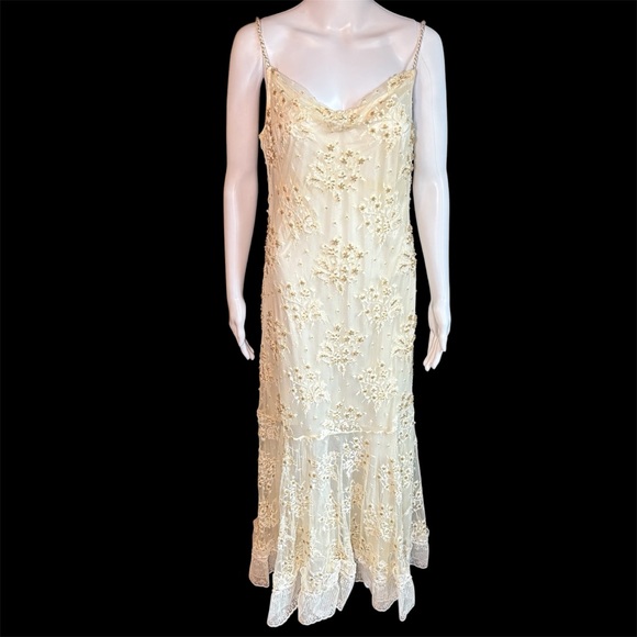 Sue Wong Cream Floral Embellished Dress